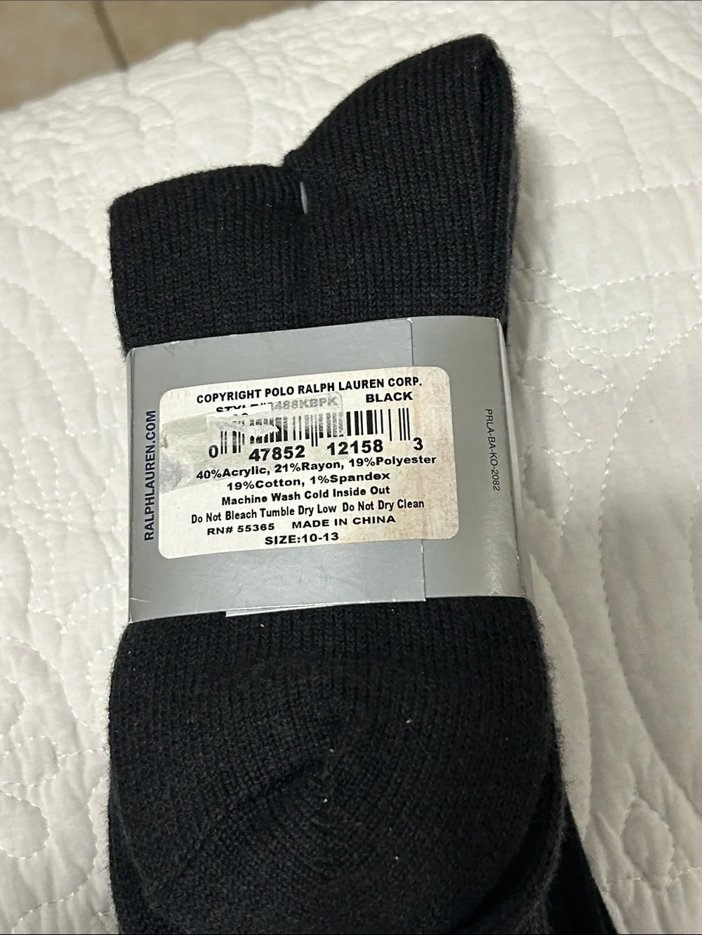 Polo by Ralph Lauren Black Ribbed Crew Socks - 4 Pack